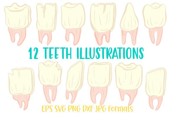 12 Teeth Tooth Logo Cartoon Sticker Idea: Playful Branding Assets