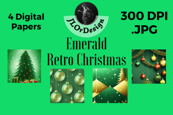 Emerald Retro Christmas Digital Papers: A Designer's Holiday Asset