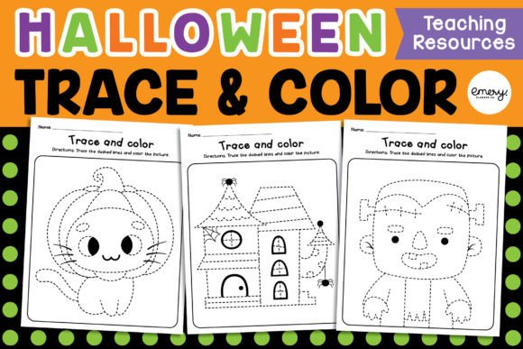 Halloween Trace and Color Printable: Kindergarten Skill-Building