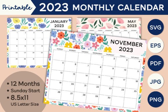 Organize Your Year with a 2023 Monthly Calendar Digital Download