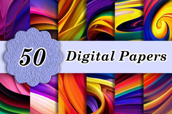 Unleash Vibrancy: 50 Abstract Rainbow Flow Digital Papers