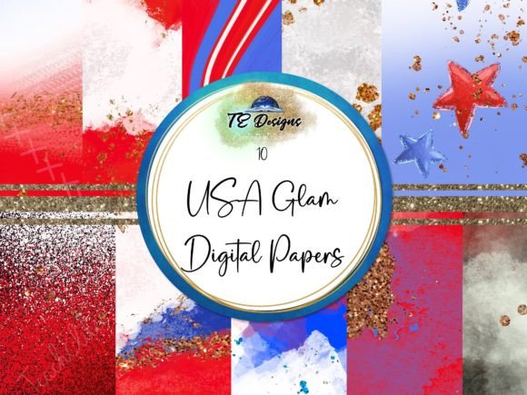 USA Glam Independence Digital Papers: Patriotic Style