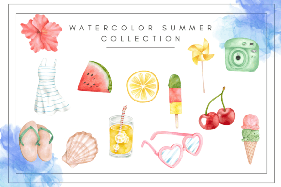 Watercolor Summer Clipart, Ice Cream: A Delightful Design Asset